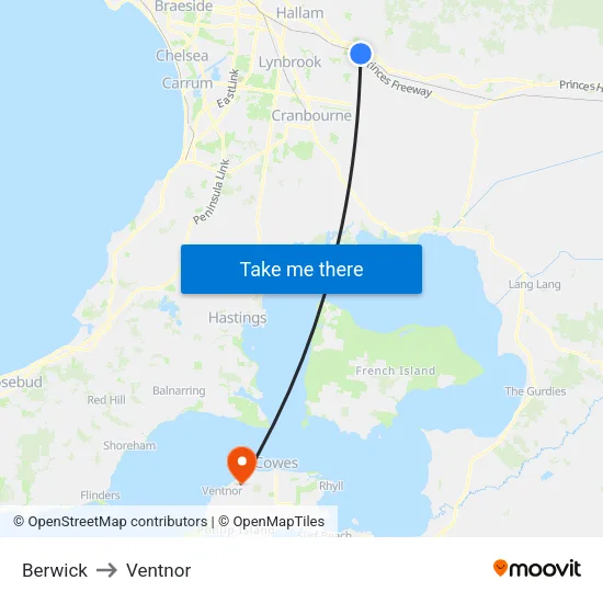 Berwick to Ventnor map