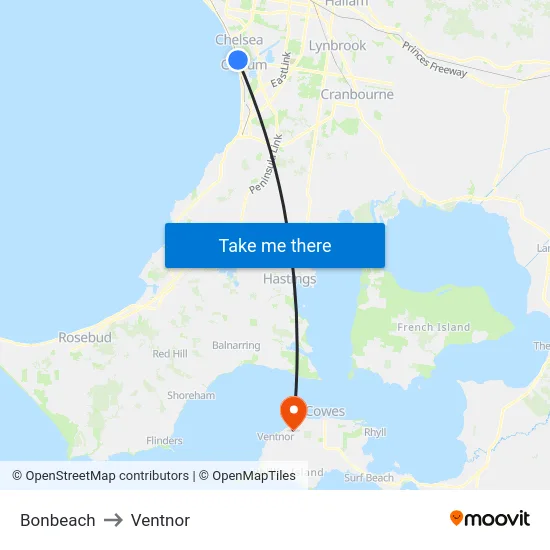 Bonbeach to Ventnor map