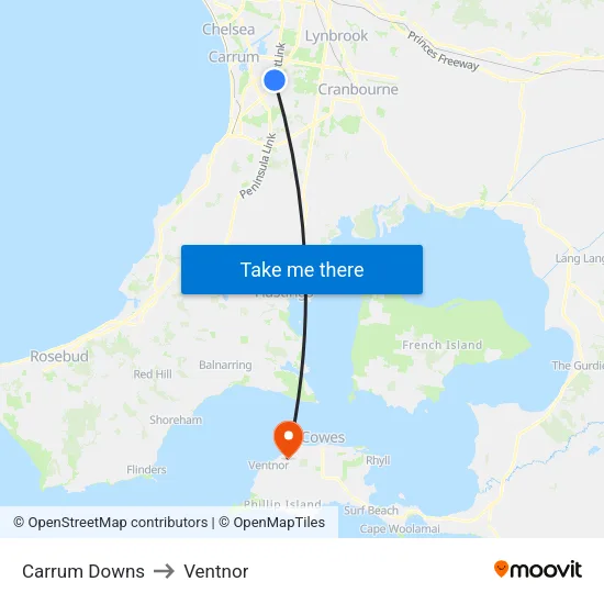Carrum Downs to Ventnor map