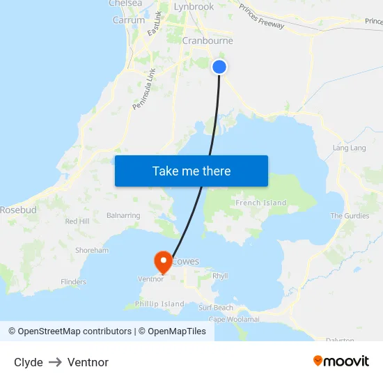 Clyde to Ventnor map