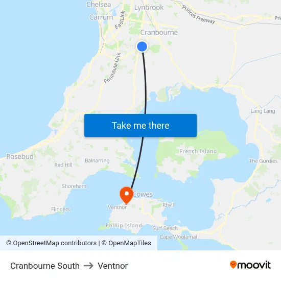 Cranbourne South to Ventnor map