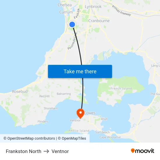 Frankston North to Ventnor map