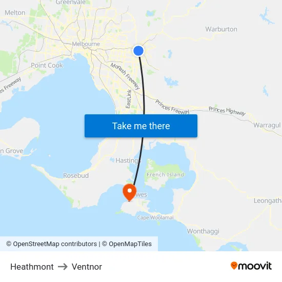 Heathmont to Ventnor map