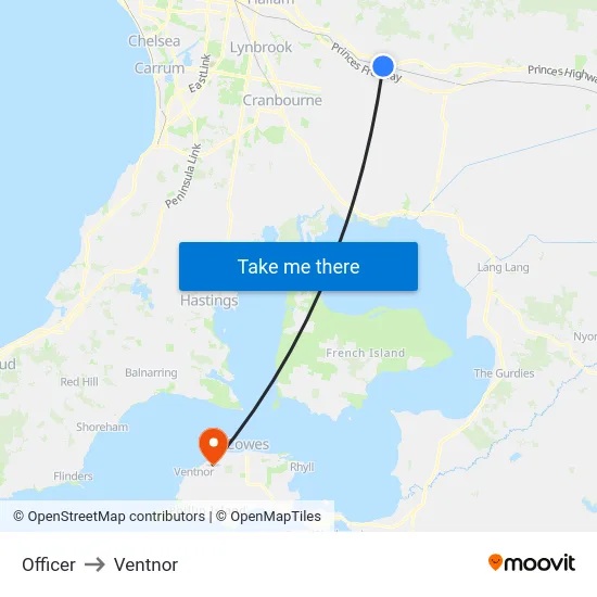 Officer to Ventnor map