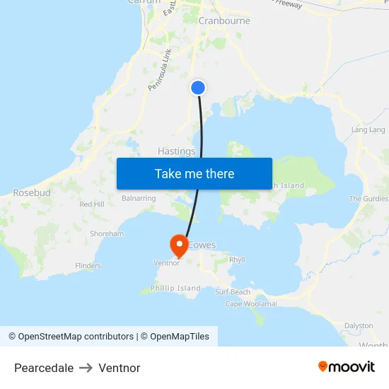 Pearcedale to Ventnor map