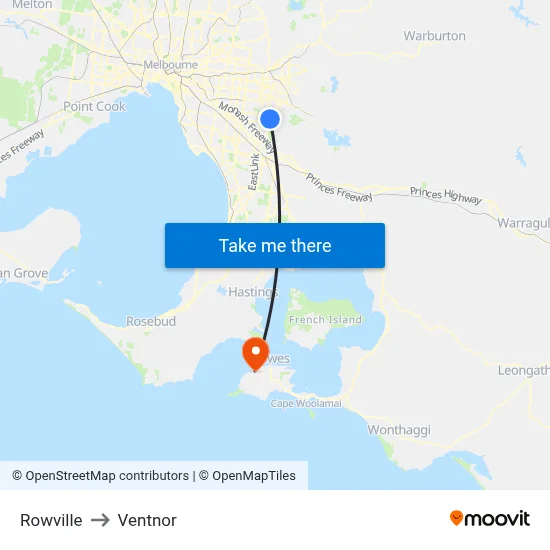 Rowville to Ventnor map