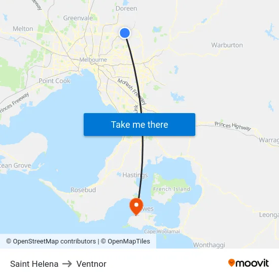 Saint Helena to Ventnor map