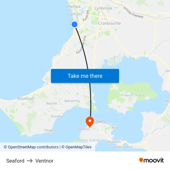 Seaford to Ventnor map