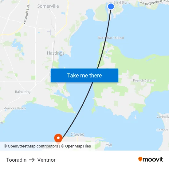 Tooradin to Ventnor map