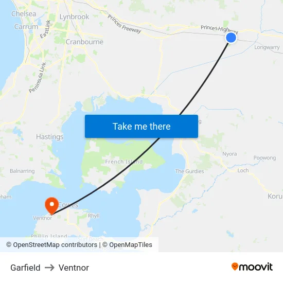 Garfield to Ventnor map