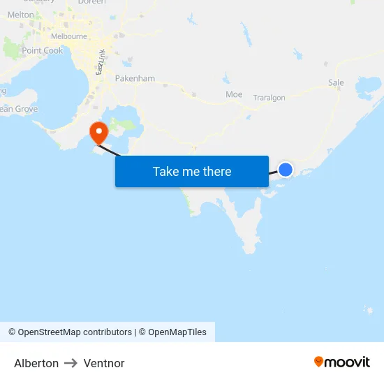 Alberton to Ventnor map