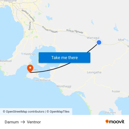 Darnum to Ventnor map