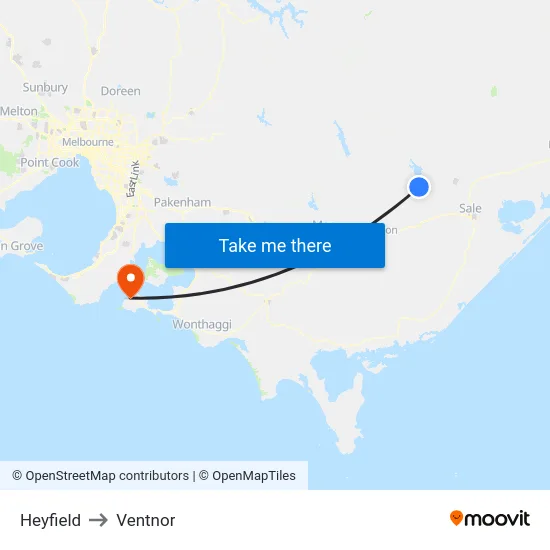 Heyfield to Ventnor map