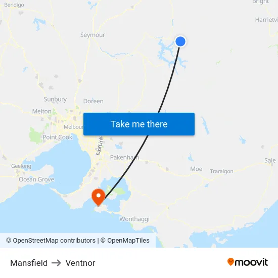 Mansfield to Ventnor map
