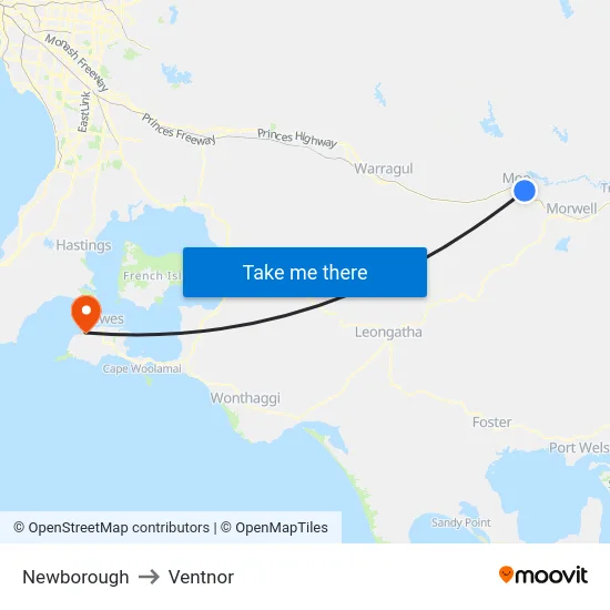 Newborough to Ventnor map
