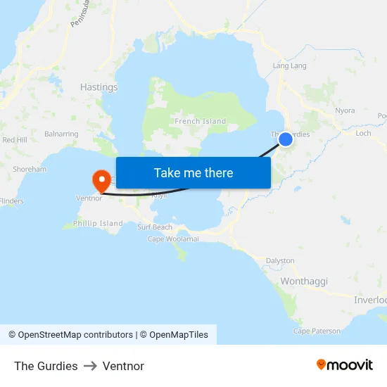 The Gurdies to Ventnor map