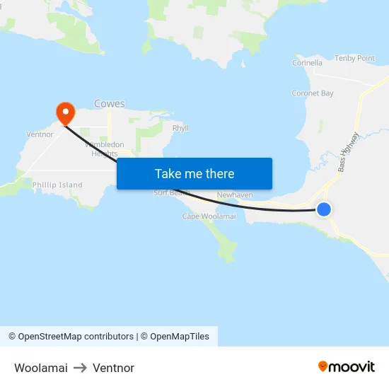 Woolamai to Ventnor map