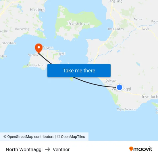 North Wonthaggi to Ventnor map