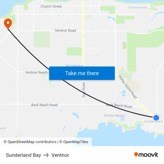 Sunderland Bay to Ventnor map
