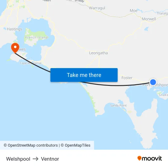 Welshpool to Ventnor map