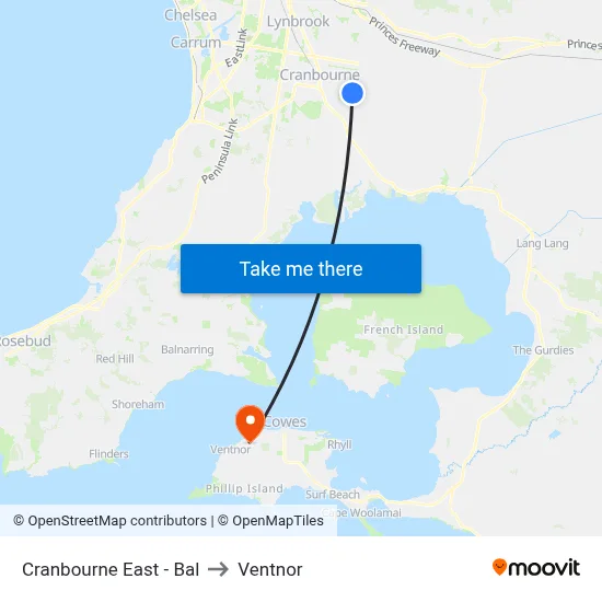 Cranbourne East - Bal to Ventnor map