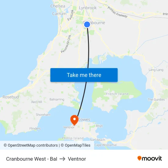 Cranbourne West - Bal to Ventnor map