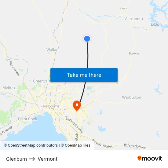 Glenburn to Vermont map