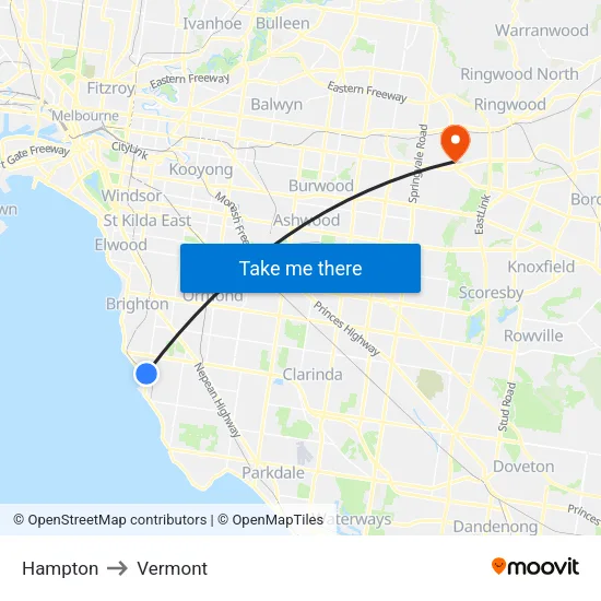 Hampton to Vermont map