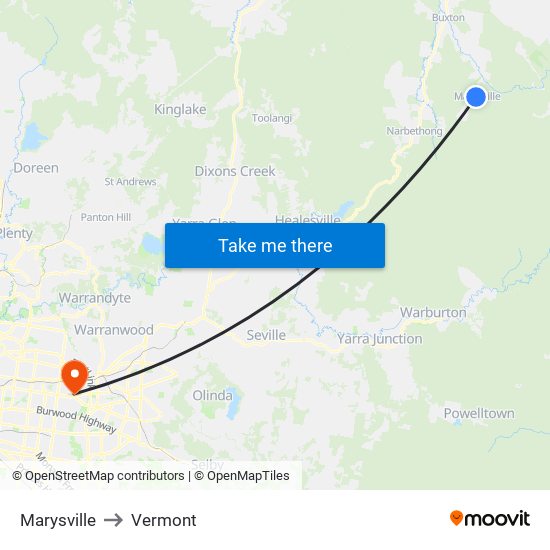 Marysville to Vermont map