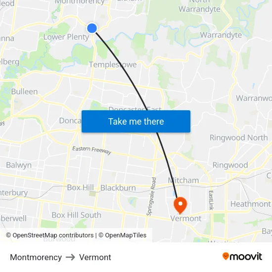 Montmorency to Vermont map