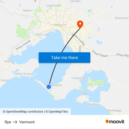 Rye to Vermont map