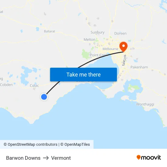Barwon Downs to Vermont map