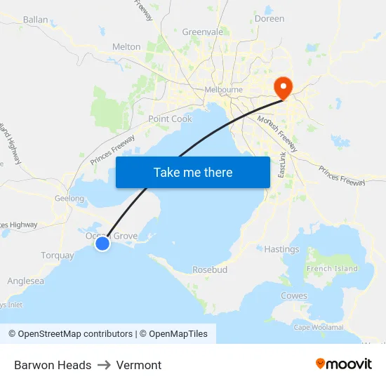 Barwon Heads to Vermont map