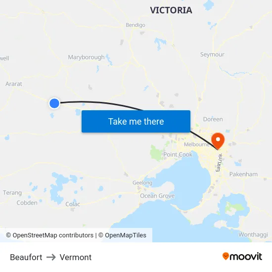 Beaufort to Vermont map
