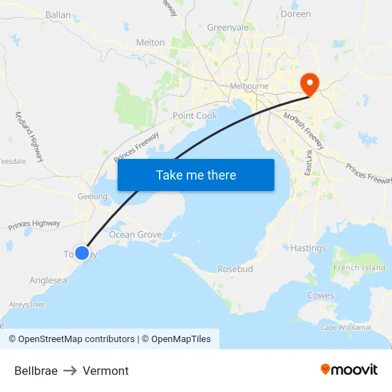 Bellbrae to Vermont map
