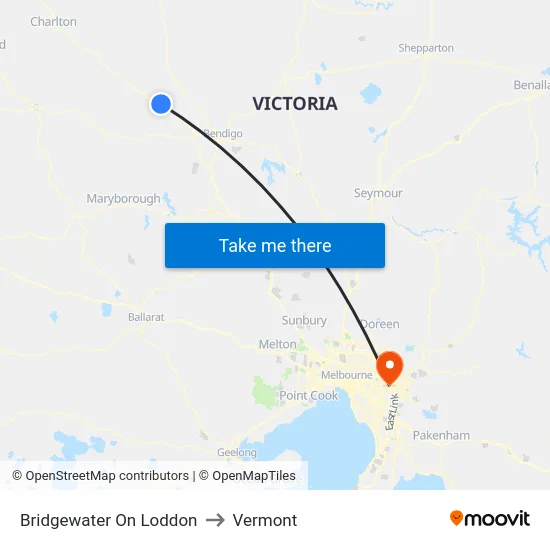 Bridgewater On Loddon to Vermont map