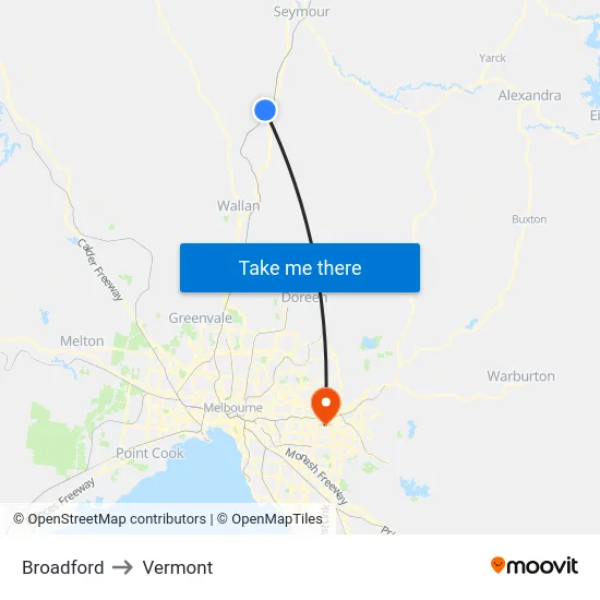 Broadford to Vermont map