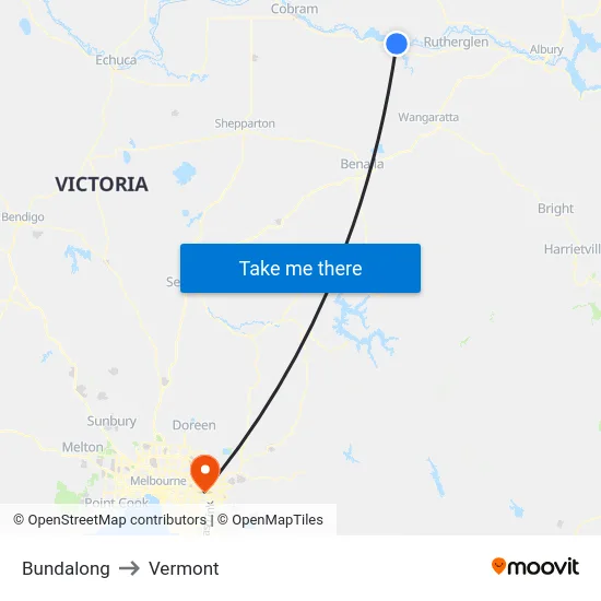 Bundalong to Vermont map