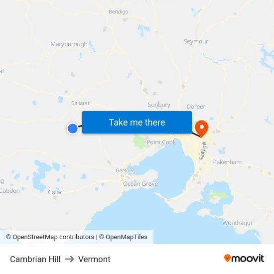 Cambrian Hill to Vermont map
