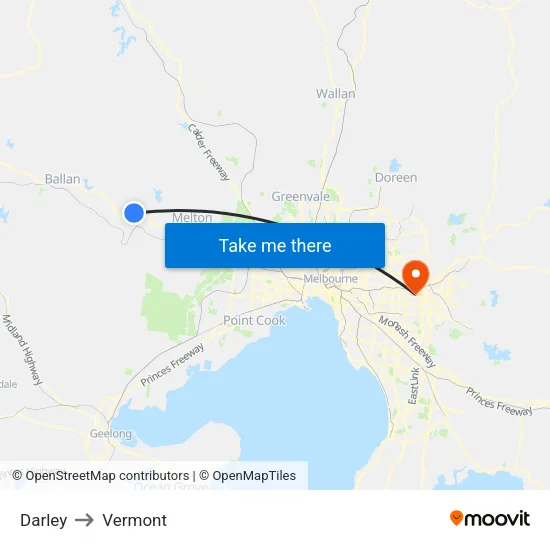Darley to Vermont map