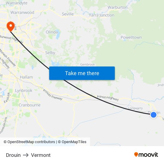 Drouin to Vermont map