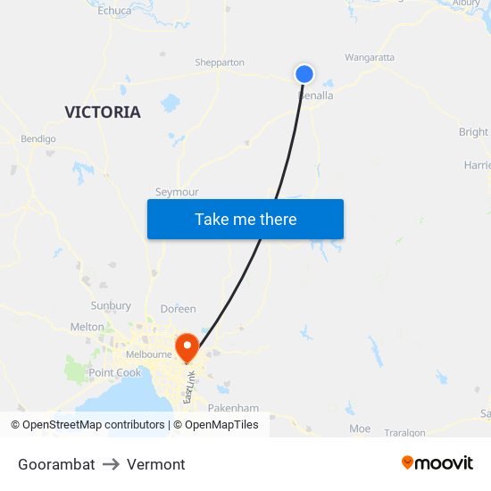 Goorambat to Vermont map