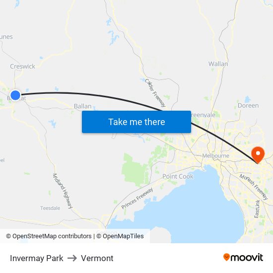 Invermay Park to Vermont map