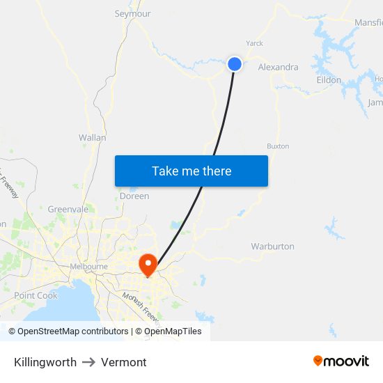 Killingworth to Vermont map