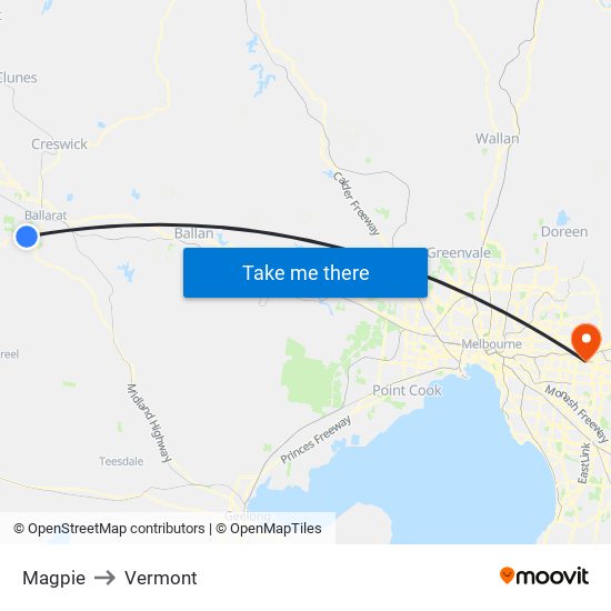 Magpie to Vermont map