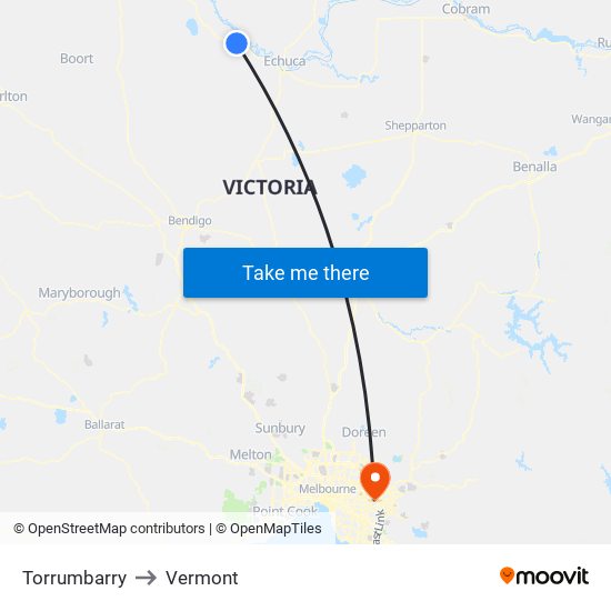 Torrumbarry to Vermont map