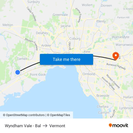 Wyndham Vale - Bal to Vermont map