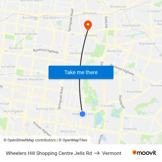 Wheelers Hill Shopping Centre Jells Rd to Vermont map