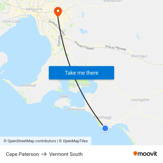 Cape Paterson to Vermont South map