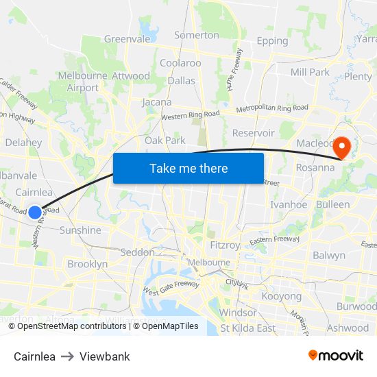 Cairnlea to Viewbank map